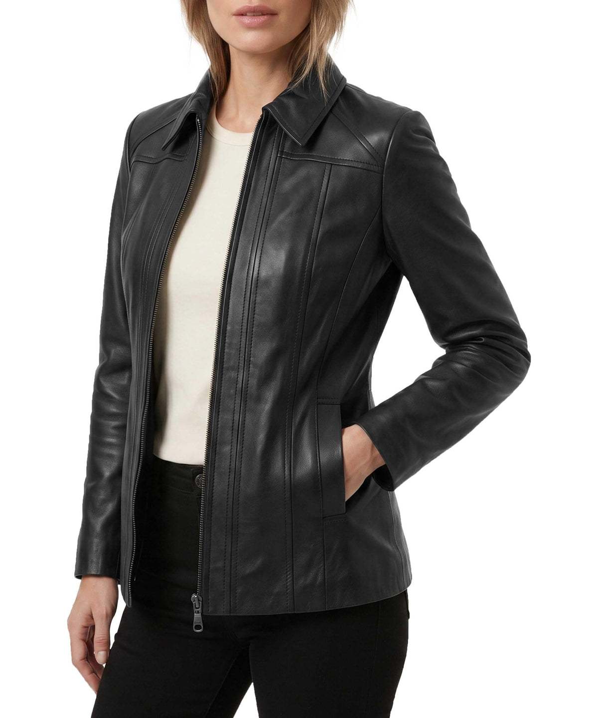Genuine Lambskin Leather Jacket Casual Long Coat