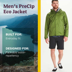 Mens Lightweight Breathable Packable Recycled Waterproof Rain Jacket