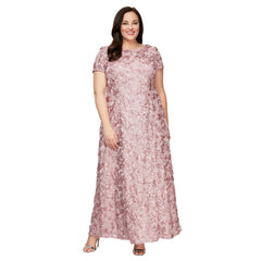 Womens Long Rosette Mother of the Bride Dress