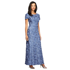 Womens Long Rosette Mother of the Bride Dress