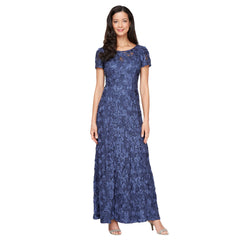 Womens Long Rosette Mother of the Bride Dress