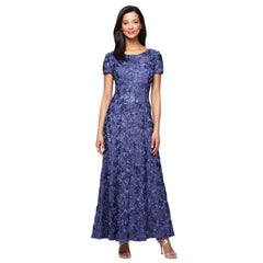 Womens Long Rosette Mother of the Bride Dress