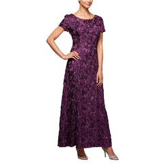 Womens Long Rosette Mother of the Bride Dress