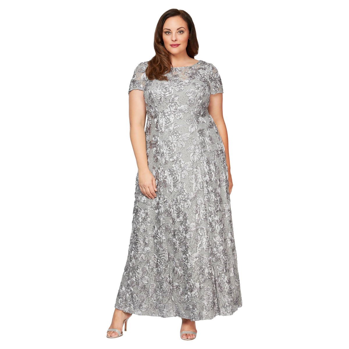 Womens Long Rosette Mother of the Bride Dress