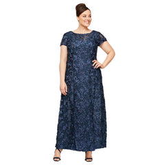 Womens Long Rosette Mother of the Bride Dress