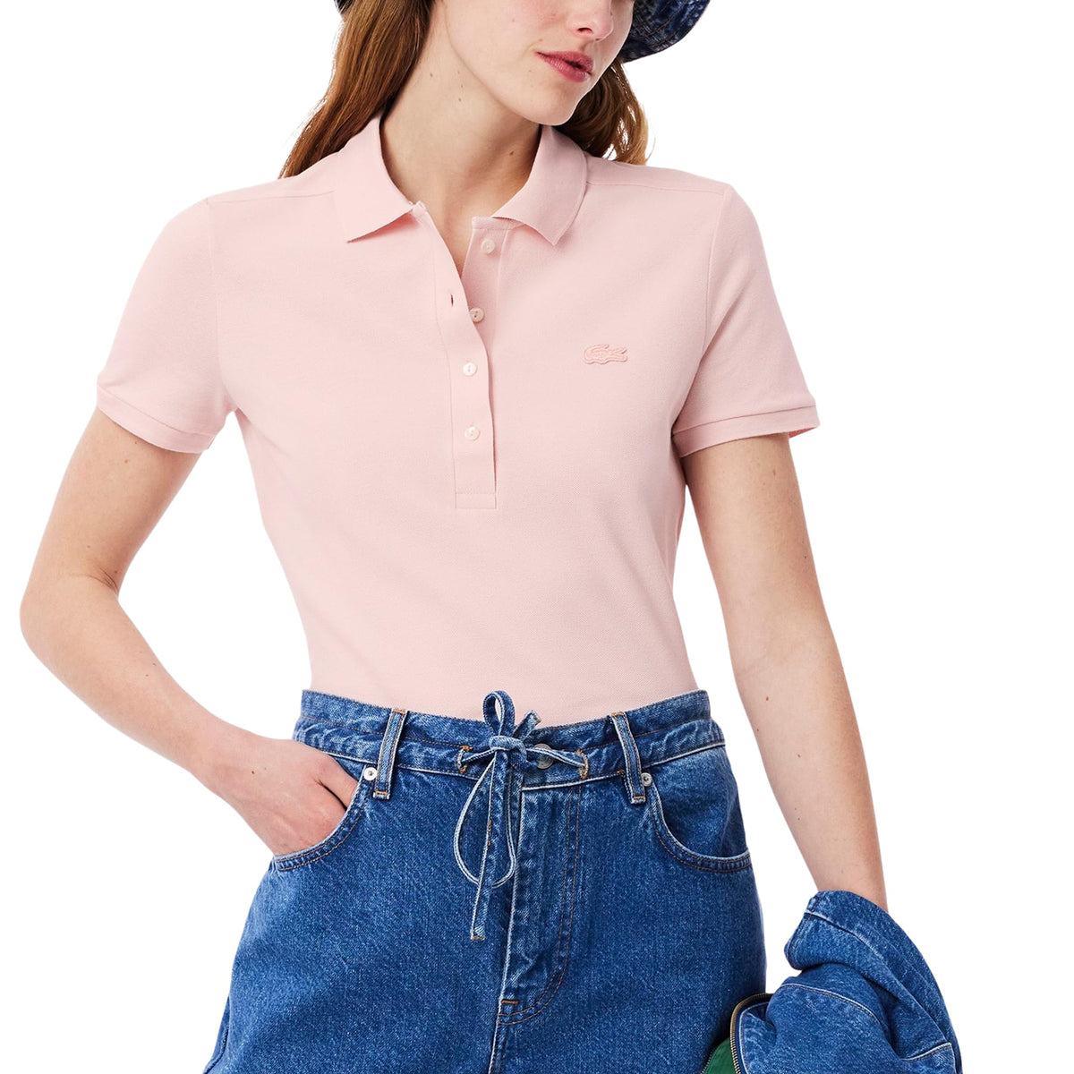 Womens Slim Fit Stretch Pique Polo Shirt