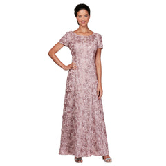 Womens Long Rosette Mother of the Bride Dress