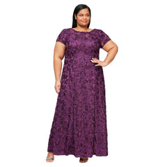 Womens Long Rosette Mother of the Bride Dress
