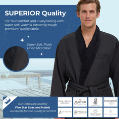 Unisex Plush Lined Microfiber Bath Robe