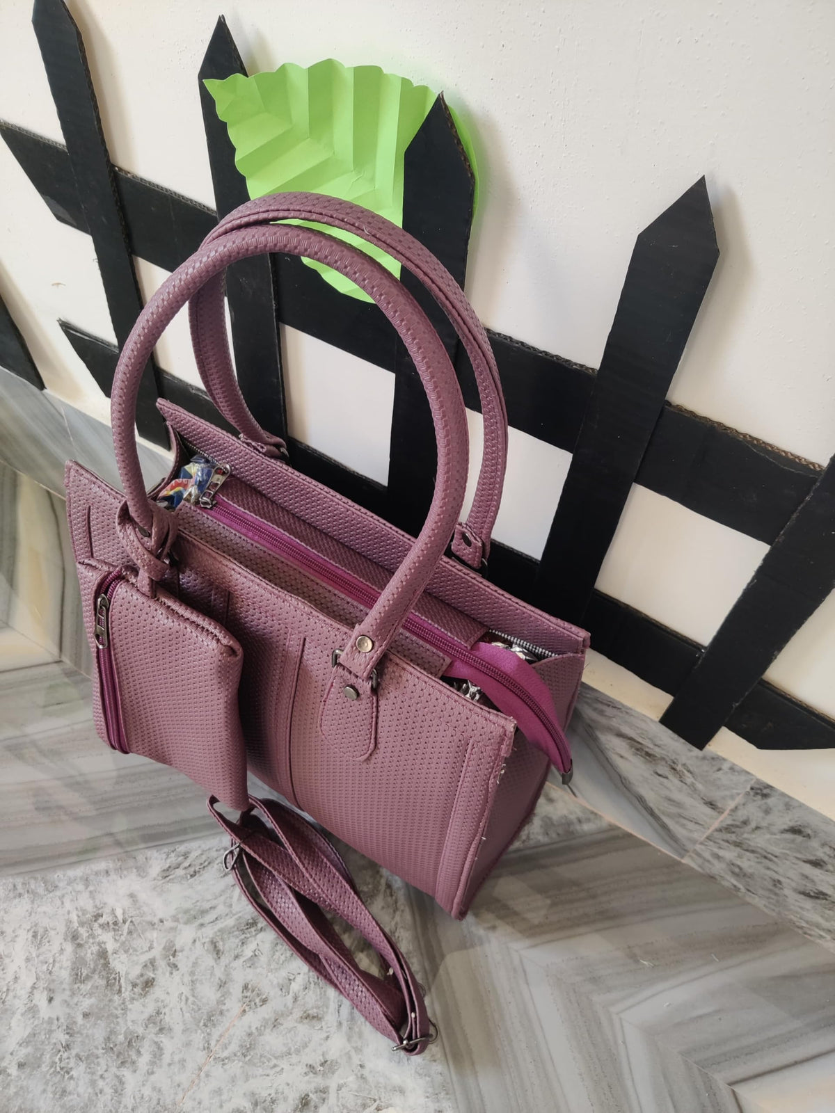 Womens Purple Shoulder Bag with Crossbody Strap