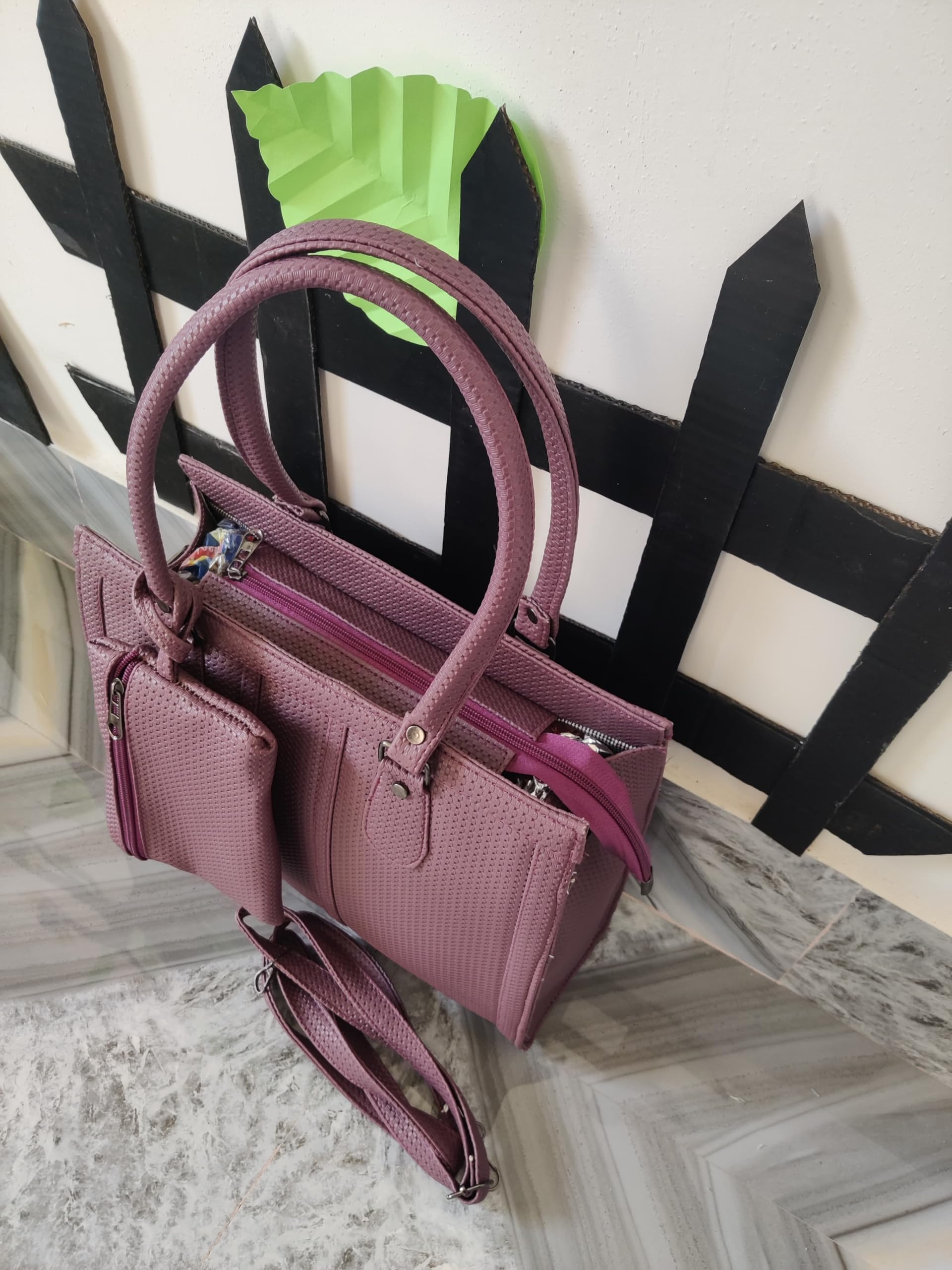 Womens Purple Shoulder Bag with Crossbody Strap