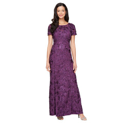 Womens Long Rosette Mother of the Bride Dress