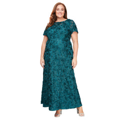 Womens Long Rosette Mother of the Bride Dress