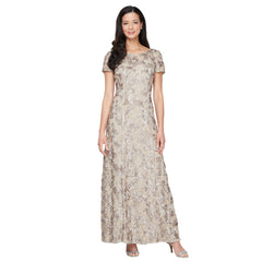 Womens Long Rosette Mother of the Bride Dress