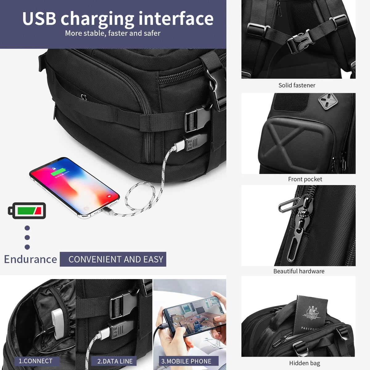 Expandable Extra Large Carry On Laptop Travel Backpack for Men