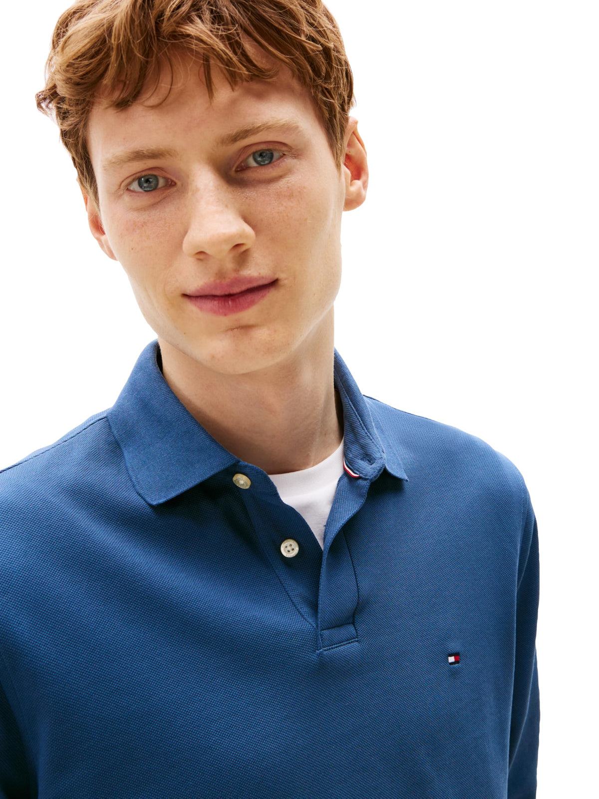 Mens Long Sleeve Regular Fit Stretch Pique Cotton Polo