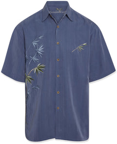 Mens Short Sleeve Bamboo Embroidered Casual Shirt
