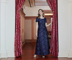 Womens Long Rosette Mother of the Bride Dress