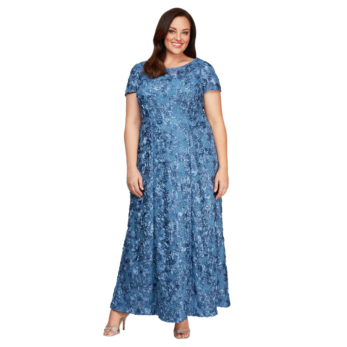 Womens Long Rosette Mother of the Bride Dress