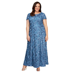 Womens Long Rosette Mother of the Bride Dress