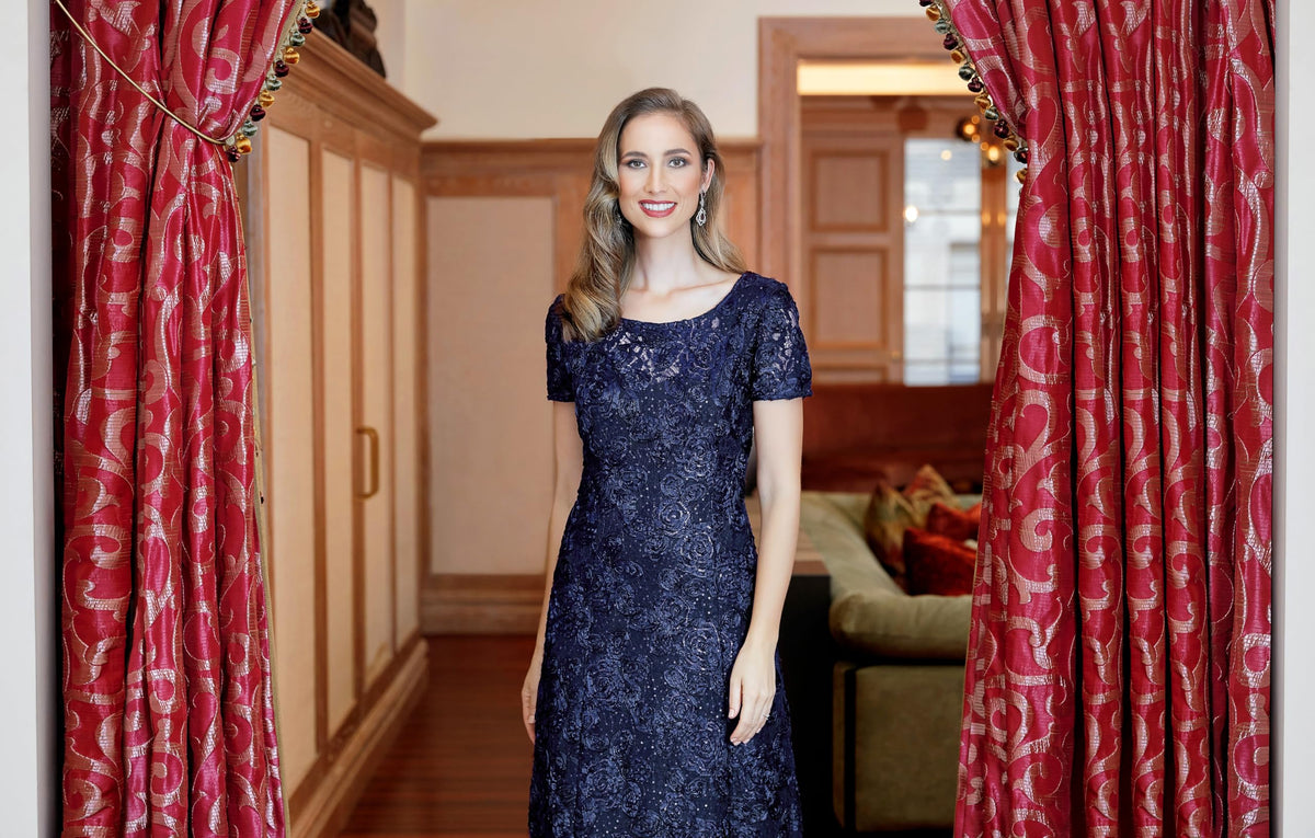 Womens Long Rosette Mother of the Bride Dress
