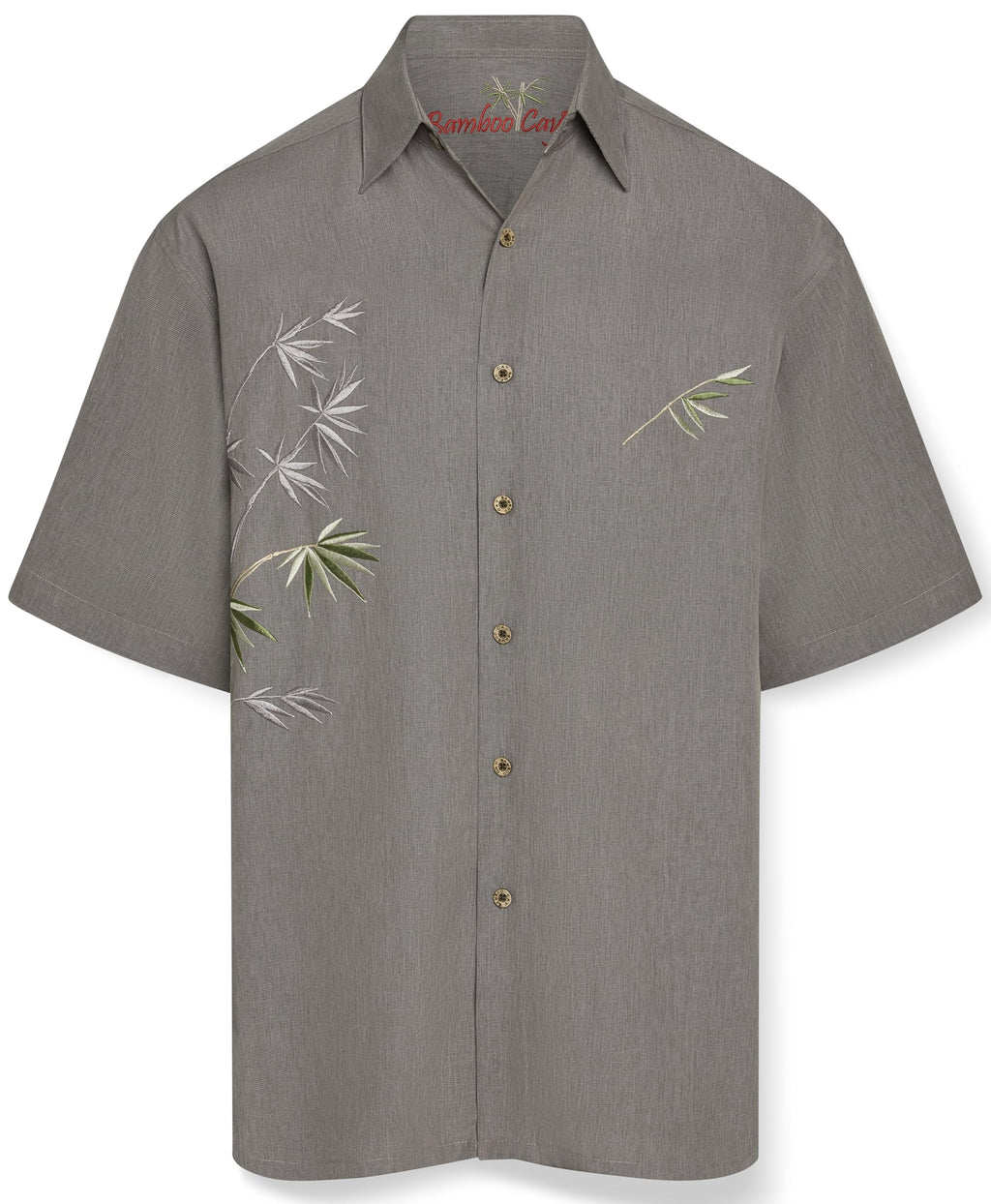 Mens Short Sleeve Bamboo Embroidered Casual Shirt