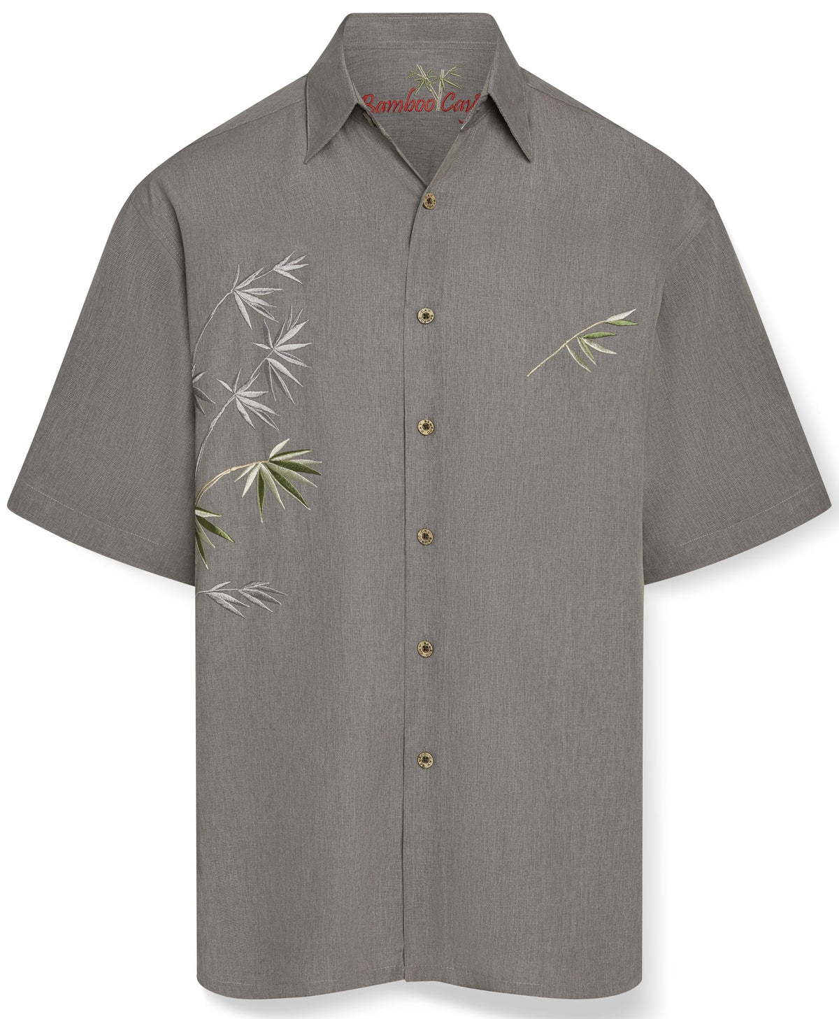 Mens Short Sleeve Bamboo Embroidered Casual Shirt