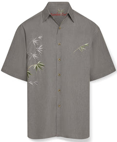 Mens Short Sleeve Bamboo Embroidered Casual Shirt