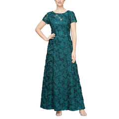 Womens Long Rosette Mother of the Bride Dress