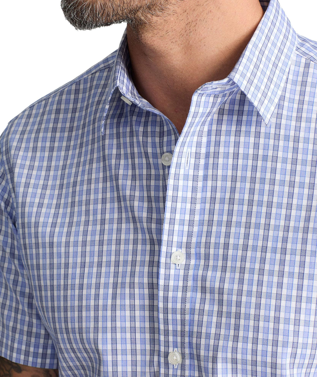 Mens Short Sleeve Wrinkle Free Plaid Shirt