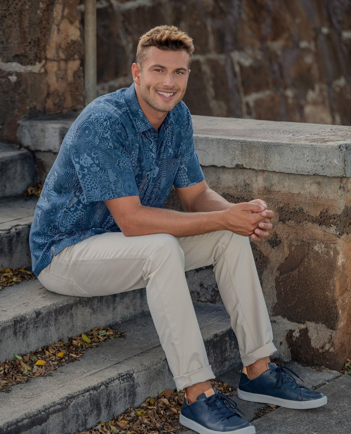 Mens Short Sleeve Apana Button Up Shirt